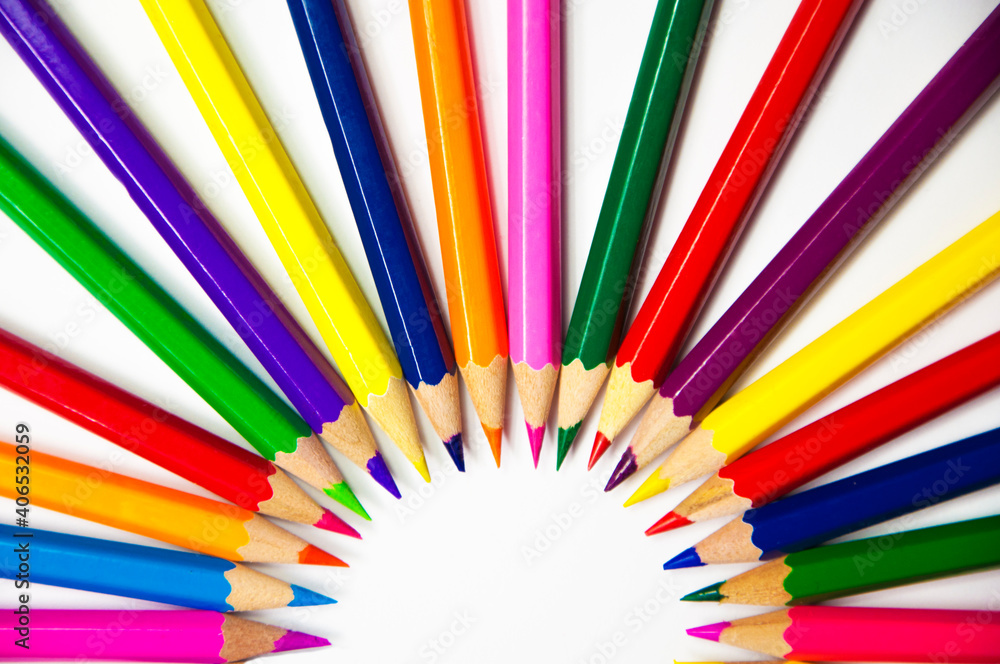 color pencils on white background color pencils on white background