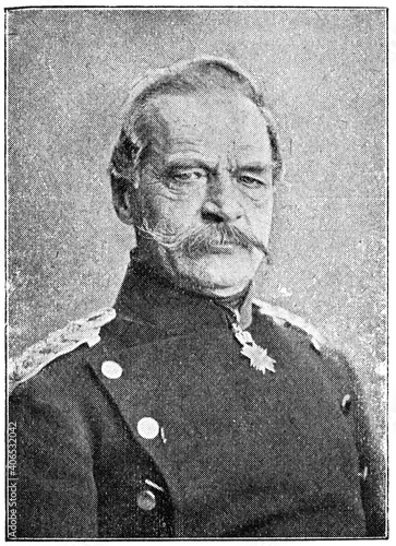 Portrait of Albrecht Theodor Emil Graf von Roon - a German military and statesman, Prussian Field Marshal. Illustration of the 19th century. Germany. White background.