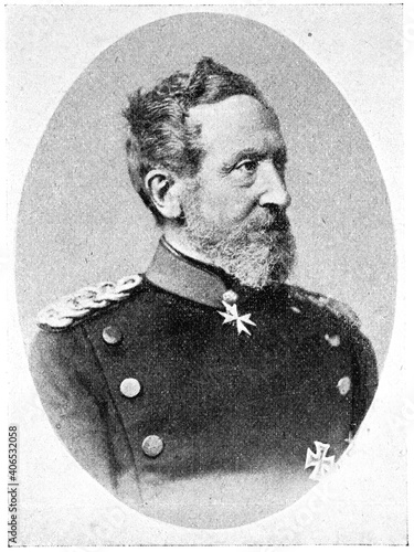 Portrait of Karl Konstantin Albrecht Leonhard (Leonhardt) Graf von Blumenthal - a Prussian field marshal. Illustration of the 19th century. Germany. White background. photo