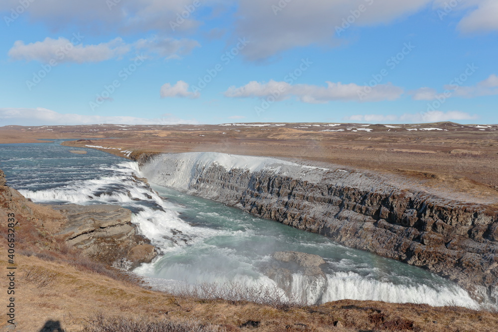 Gullfoss, Iceland; Apr. 14, 2017. Photographs of an 11-day 4x4 trip through Iceland. Day 1. Golden ring. This iconic route represents one of Iceland’s most popular day tours, where you can discover la