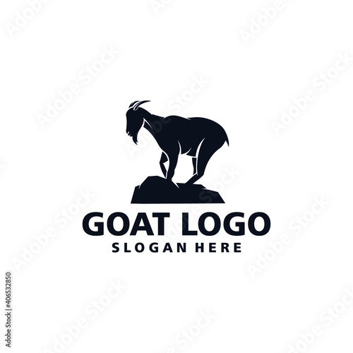 Vector logo of a goat with dark color and white background.