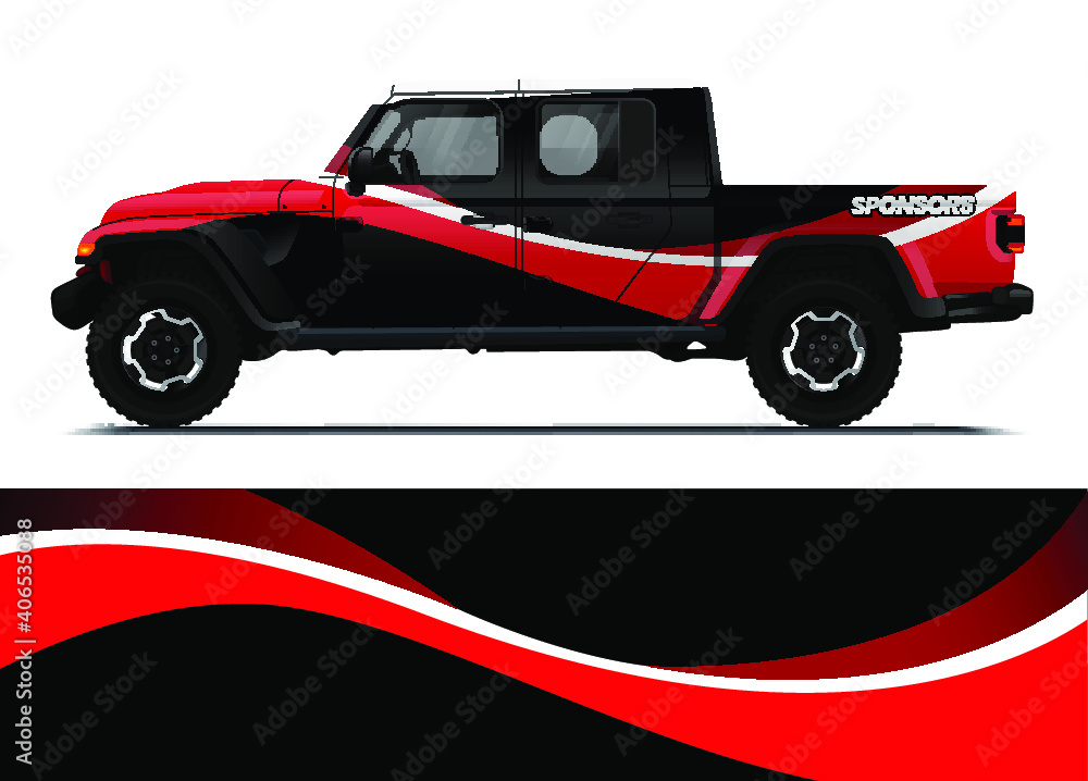 Fototapeta premium Car decal wrap design template vector illustration. 