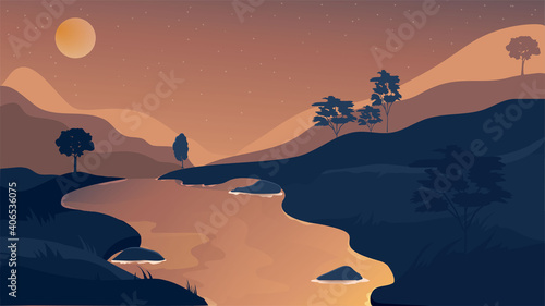 Mountain and mountain river view