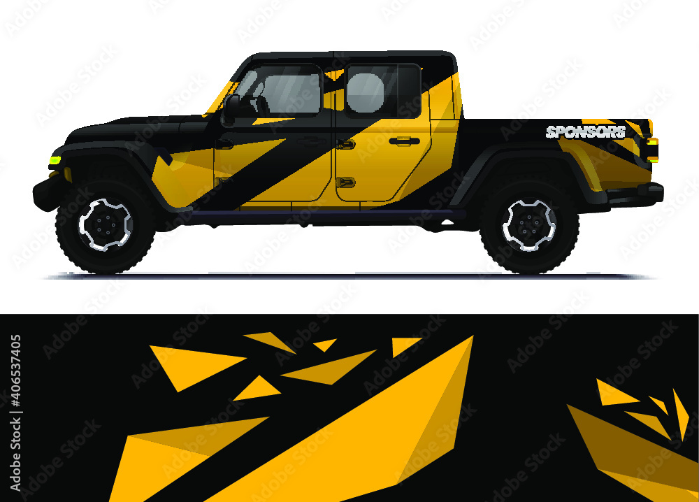 Car decal wrap design template vector illustration. Car decal wrap design template vector illustration.