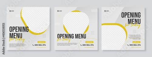 Opening Menu Food or Restaurant Food Editable Social Media Post Template Banners for Digital Marketing. - Vector
