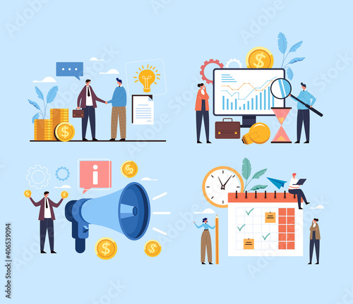 Business development strategy investment financial success concept. Vector flat graphic design illustration