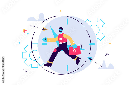Vector illustration, work time management concept, quick response