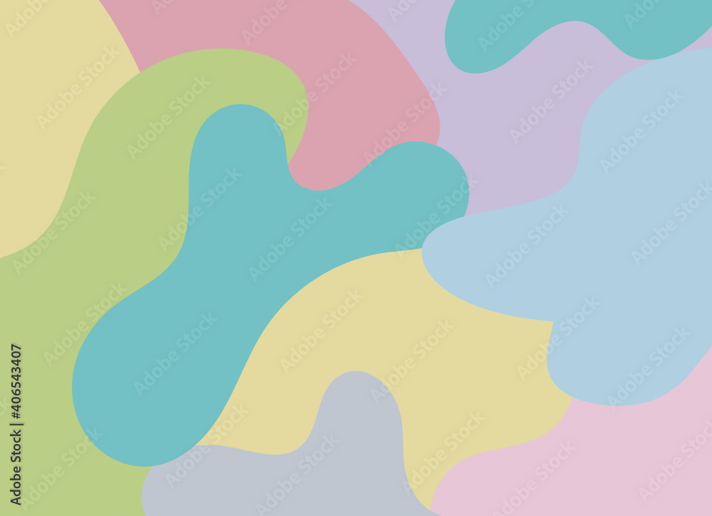 Abstract design with fluid colorful pastel shapes