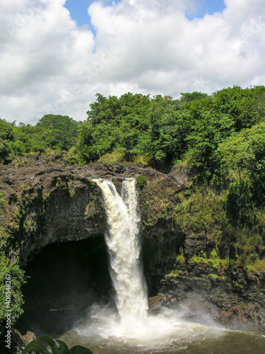 Waterfall in a rain forest on the big island, Hawaii