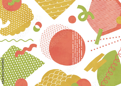 ポップな幾何学模様水彩秋色