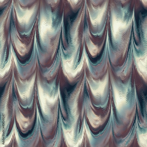 Mother of Pearl metallic wavy pattern. Iridescent texture silver gold folds