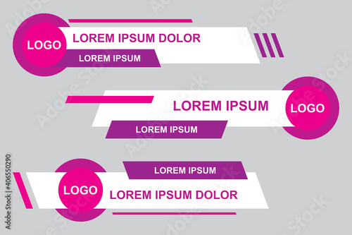 Modern geometric lower third banner template design. Colorful lower thirds set template vector. Vector illustration