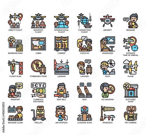 Set of Airport thin line and pixel perfect icons for any web and app project.