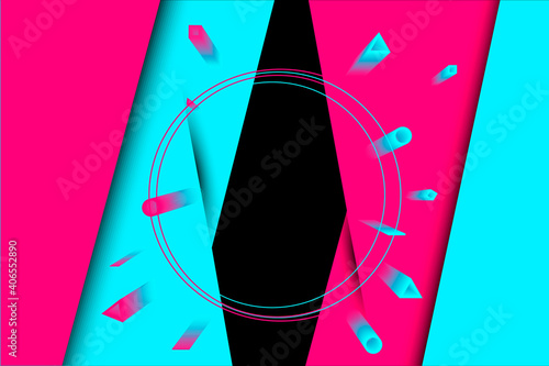Futuristic abstract blue red gradient wave line vector with Memphis on black background, tik tok digital dynamic elegant contrast flow, technology concept for web, poster, card print design template