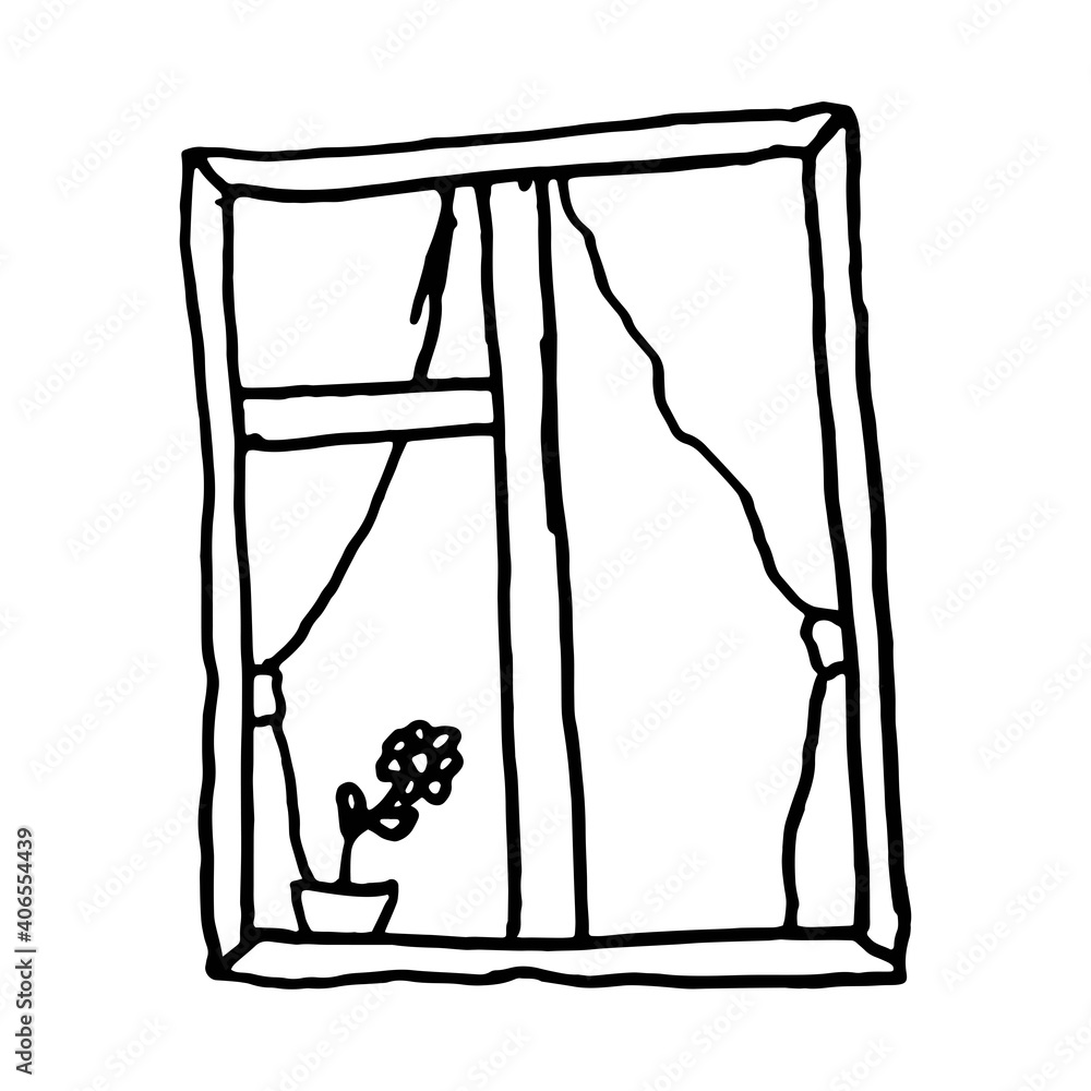 Hand drawn element, vector illustration in black, isolated on white background. Window, doodle. Hand drawn element, vector illustration in black, isolated on white background. Window, doodle.
