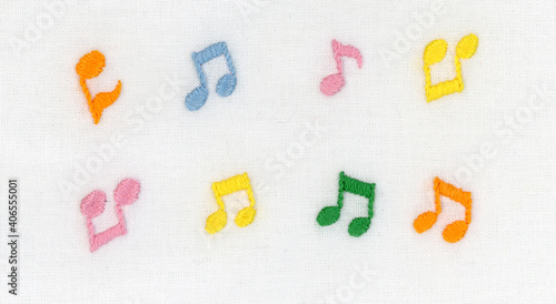 Obraz na plátně カラフルな音符の刺繍