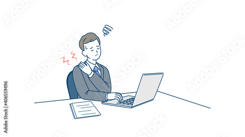肩こり　肩がこる　男性　ビジネスマン　会社員