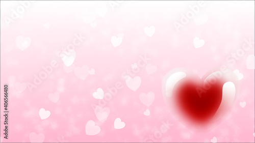 Pink valentine greeting wallpaper and card, small hearts, blurred and out of focus drawings are intentional for artistic purpose