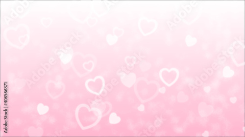 Pink valentine greeting wallpaper and card, small hearts, blurred and out of focus drawings are intentional for artistic purpose