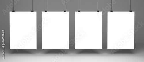Tableau sur toile poster mockup, brochure, flyer a4, a3, white sheet, din format, on white backgro