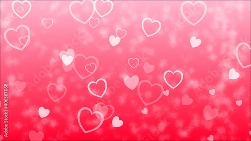 Pink valentine greeting wallpaper and card, small hearts,  blurred and out of focus drawings are intentional for artistic purpose