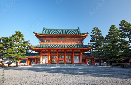 Main gate  Otenmon  of the Heian Jingu Shrine. Kyoto. Japan