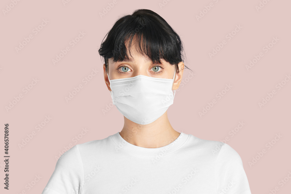 Face mask covid-19 new normal woman studio shoot Face mask covid-19 new normal woman studio shoot