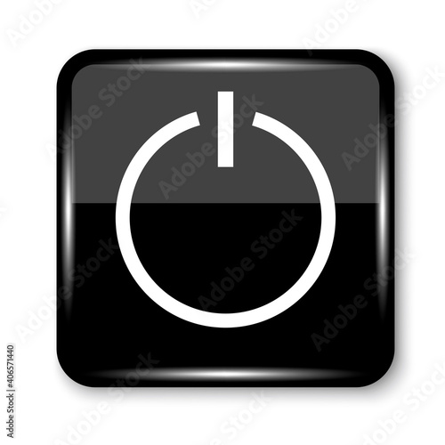 Square power button. Realistic Black square vector illustration. App interface template. Stock image. EPS 10.