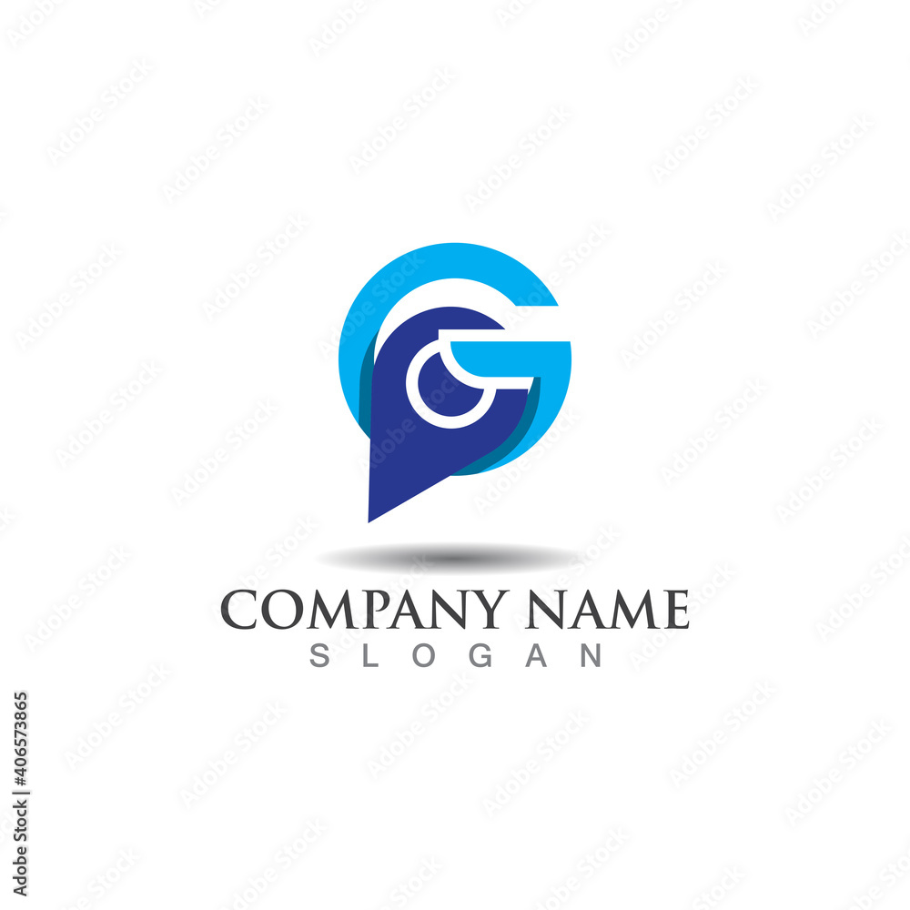 letter G with pin location concept logo template design letter G with pin location concept logo template design