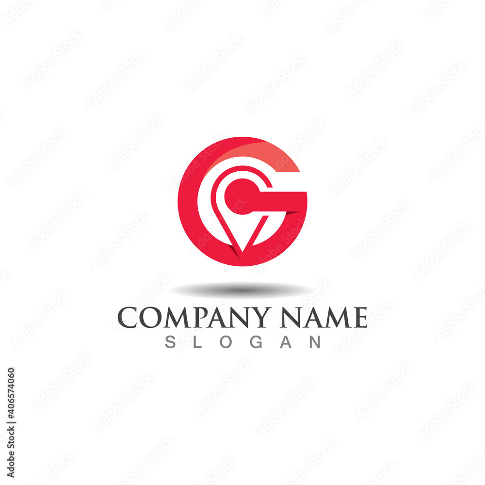 letter G with pin location concept logo template design letter G with pin location concept logo template design