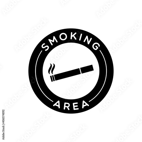 Vector Round Smoking Area Label