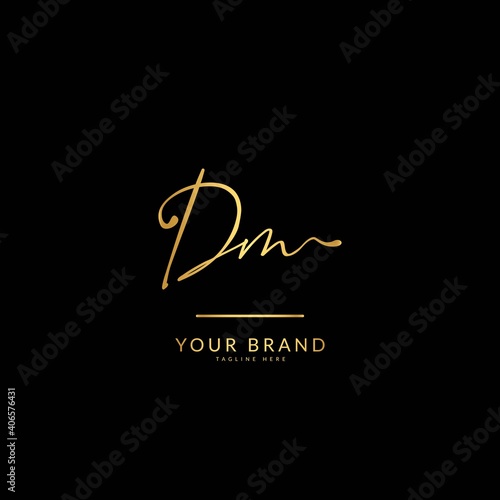 Initial letter DM. Monogram signature logo design template. Minimalis logo concept for business and company.