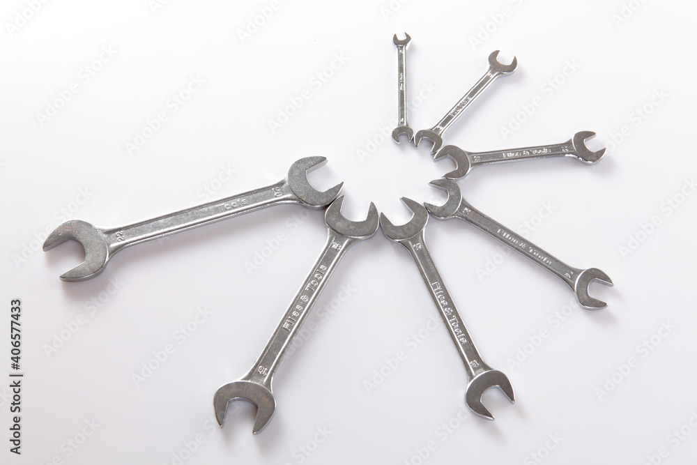 New wrench on white background. Plumber's tool New wrench on white background. Plumber's tool