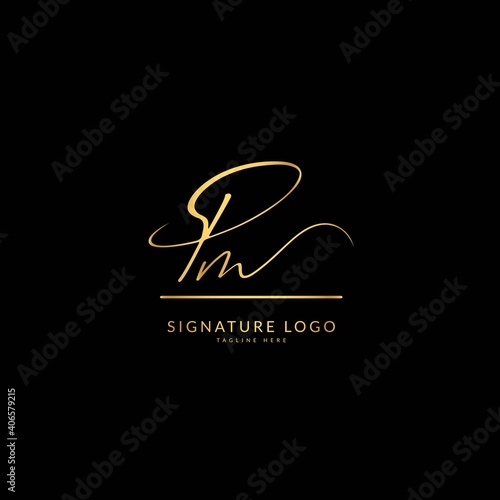 Initial letter Pm. Monogram signature logo design template. Minimalis logo concept for business and company.