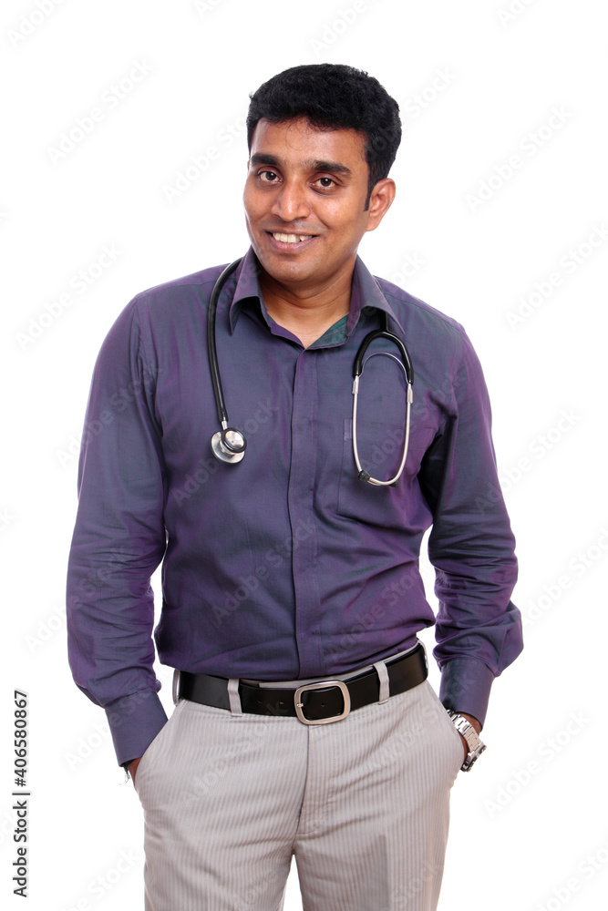 Indian doctor isolated on white background Indian doctor isolated on white background