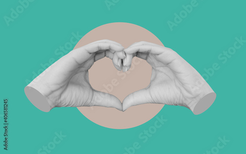Digital collage modern art, Hands making Heart symbol