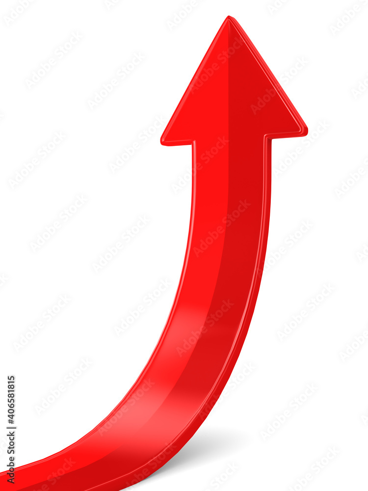 red arrow on white background. Isolated 3D illustration red arrow on white background. Isolated 3D illustration