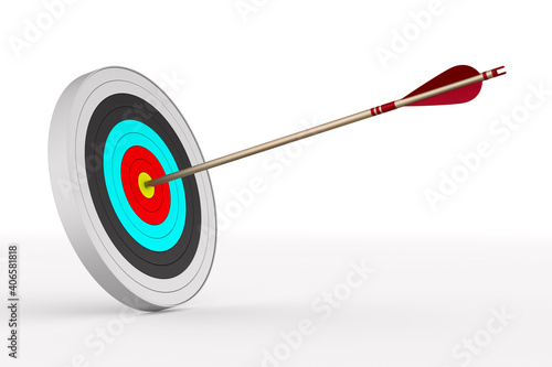 Arrow and target on white b...
