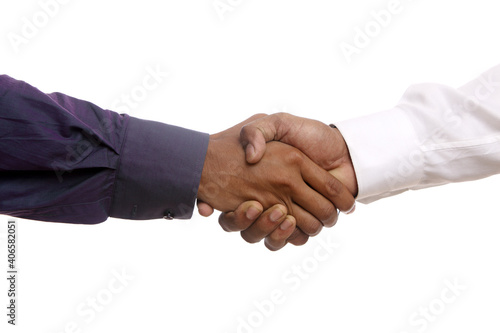 business handshake isolated on white