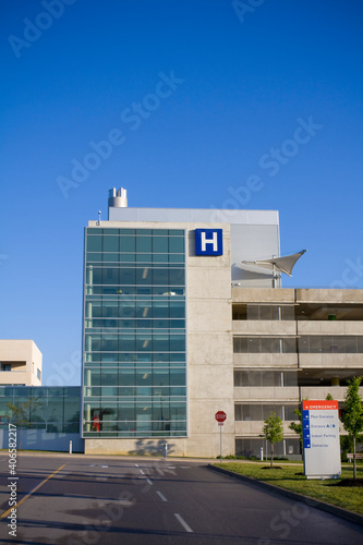 Modern hospital and emergency sign
