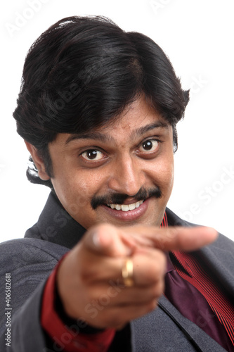Obraz na plátne Indian business man portrait with funny expression.