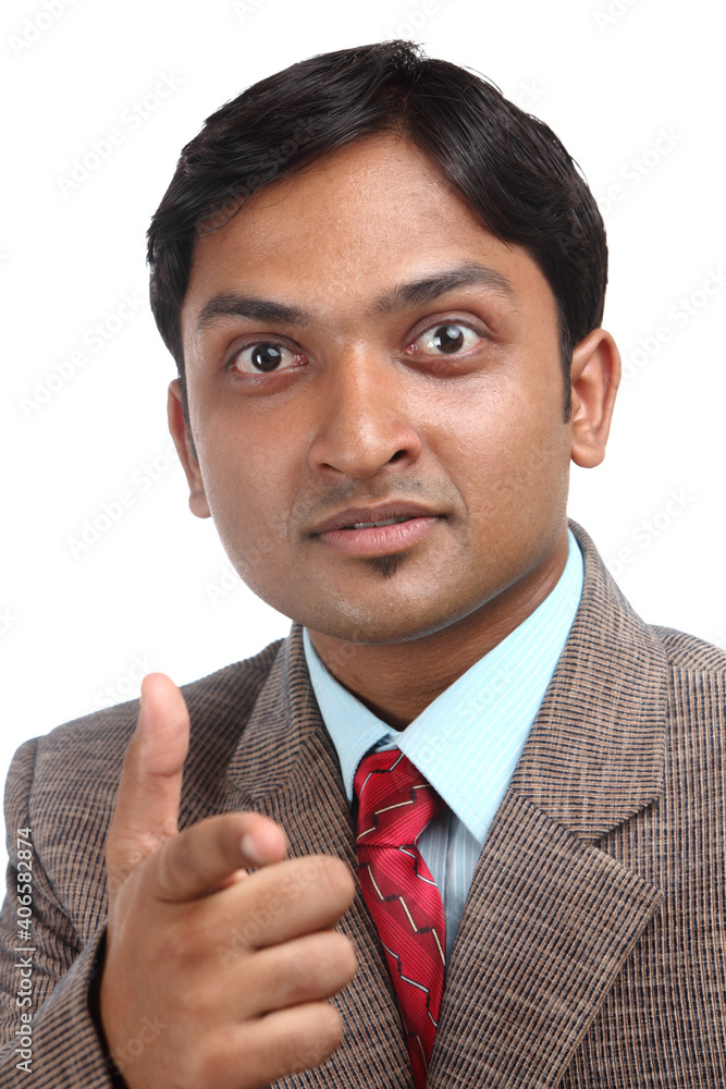 Angry Indian business man on white background. Angry Indian business man on white background.