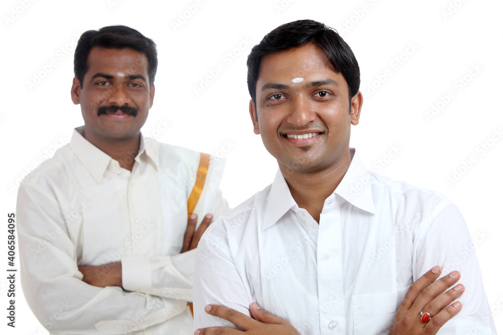 Traditional Indian young people posing to the camera. Traditional Indian young people posing to the camera.
