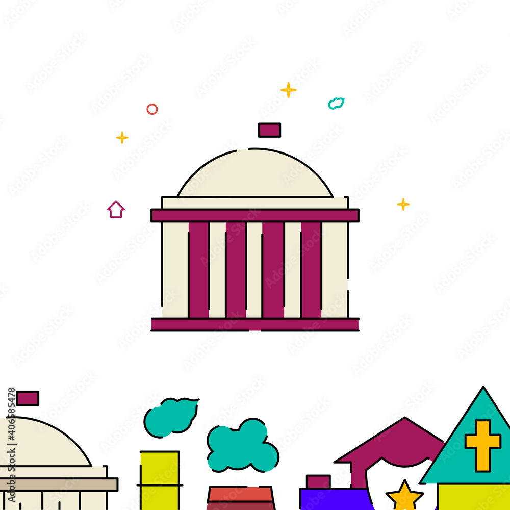 Capitol, White House, government building filled line vector icon, simple illustration, building, house related bottom border. Capitol, White House, government building filled line vector icon, simple illustration, building, house related bottom border.