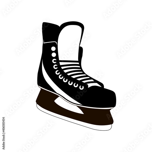 Ice skates isolated on a white background. The silhouette of the skates. Vector illustration.
