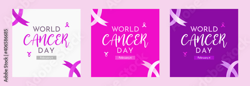 Set of World Cancer Day Poster on February 4 vector illustration. Square banner perfect for social media post