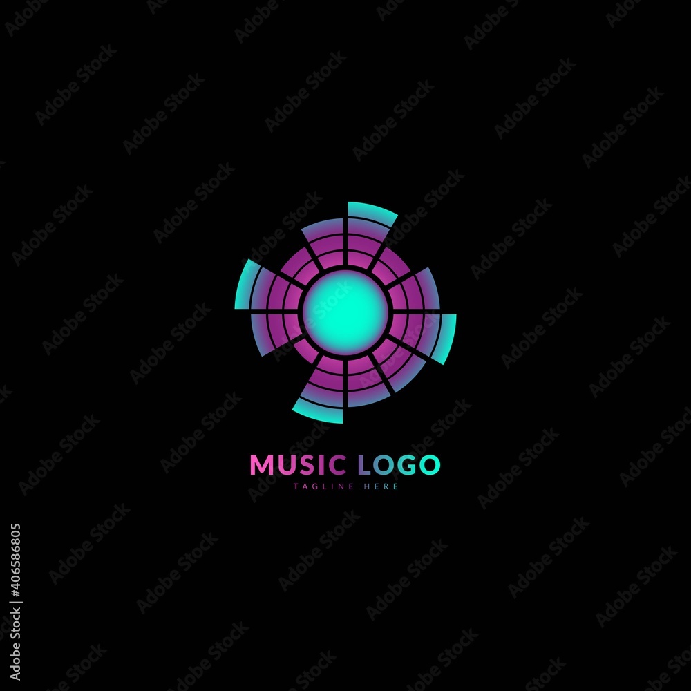 Obraz premium Music wave logotype. Elegant music sound logo fit for business and music event. Vector logo design.