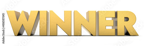 Winner word made from realistic gold isolated on white background. 3d illustration.