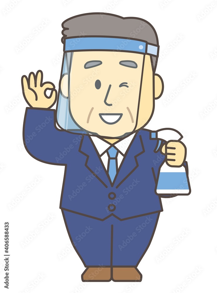 会社員・男性・シニア・除菌02