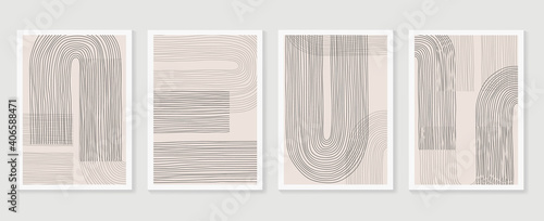 Black and white abstract wall arts vector. Hand draw Organic shape design for wall framed prints, canvas prints, poster, home decor, cover, wallpaper. Vector illustration